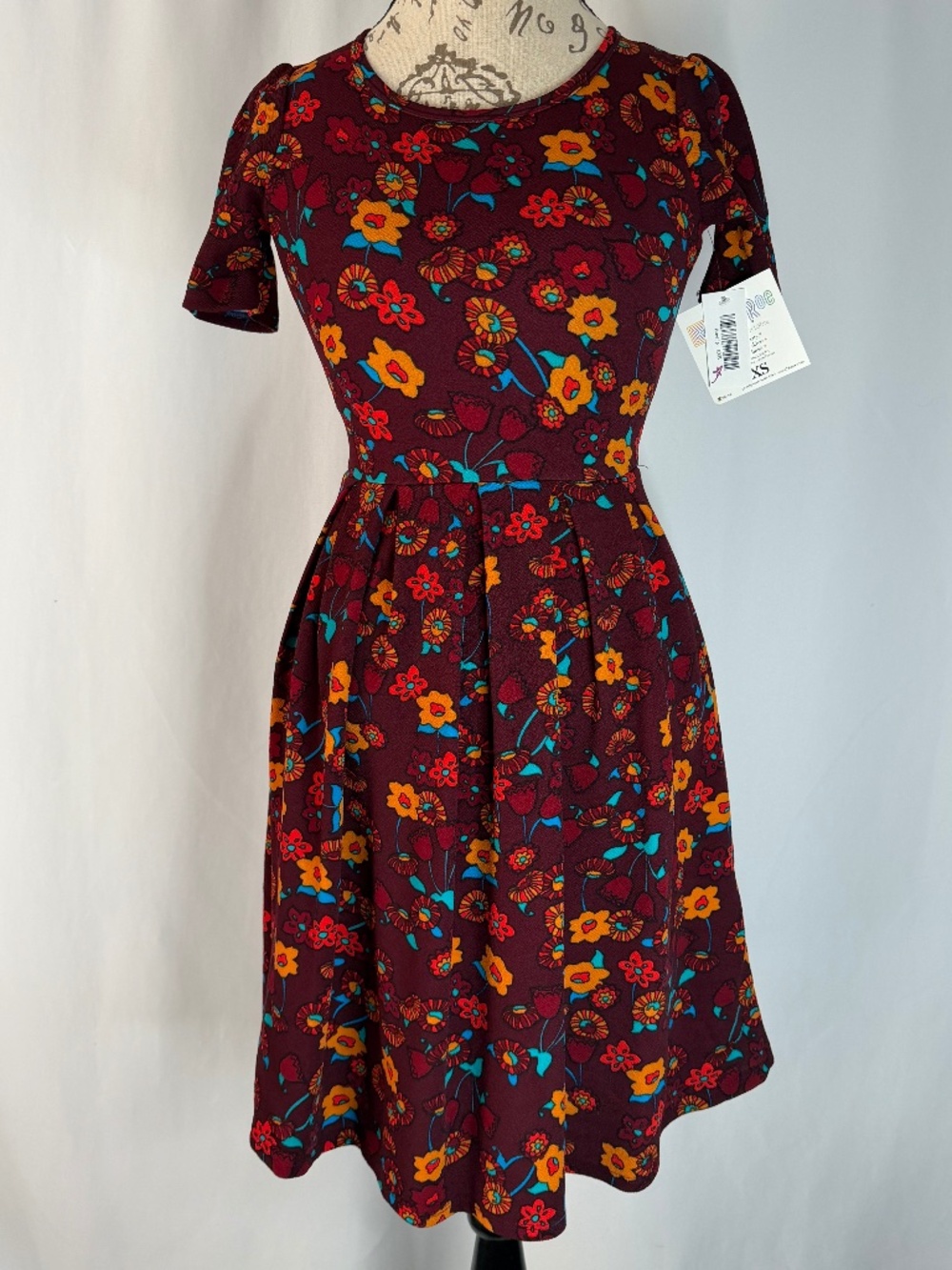 LuLaRoe Floral Amelia Dress, XXS (or Girla 12-14) NWT